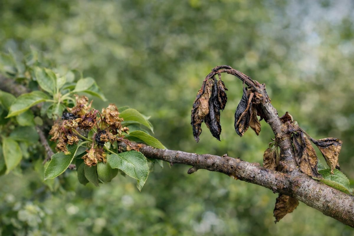 Early Fire Blight on a tree