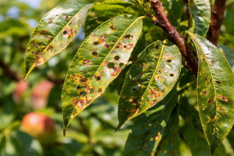 Shot Hole Fungus on Leaves