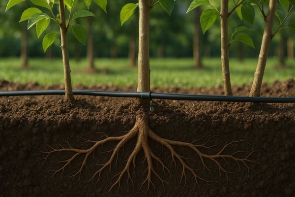 Drip line waters a tree